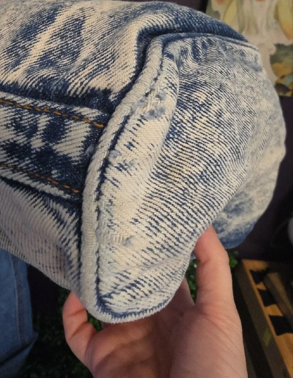 Handmade Acid Washed Denim Crossbody Bag With Doubble Front Pockets